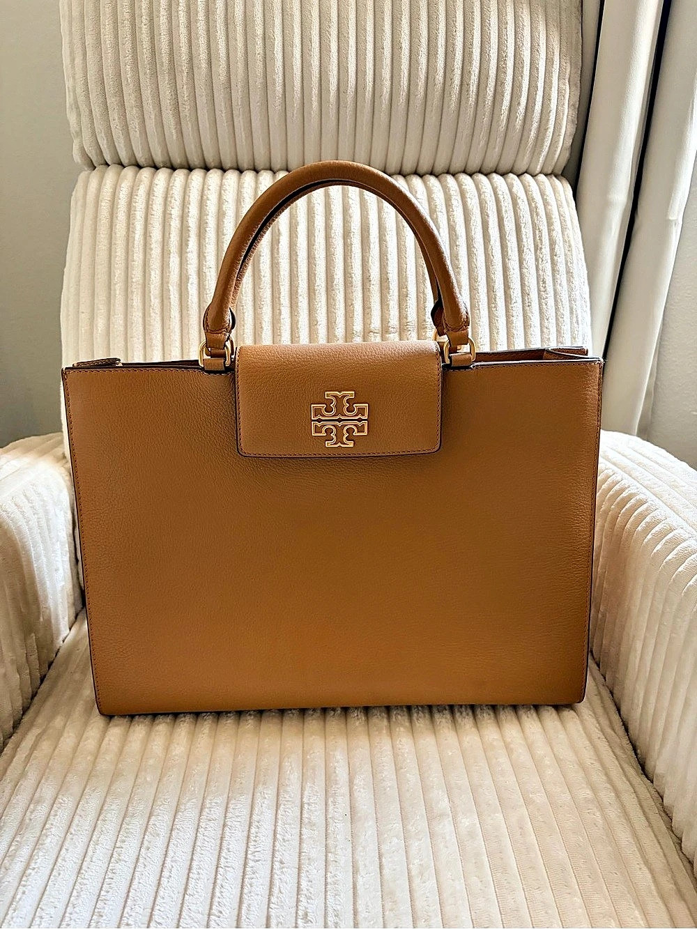 Tory Burch Robinson Double Zip Tote Satchel in Brown